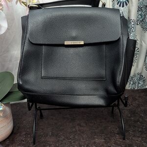 Steve Madden Black Leather Bag with Gold Accent